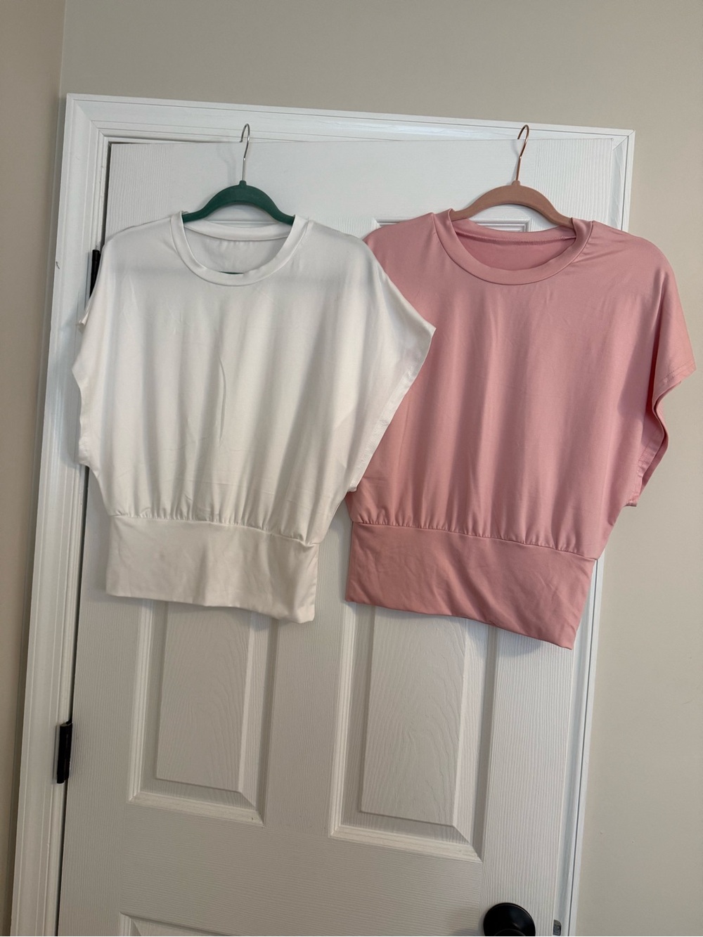 Everyday Batwing Short Sleeve Top - White & Pink